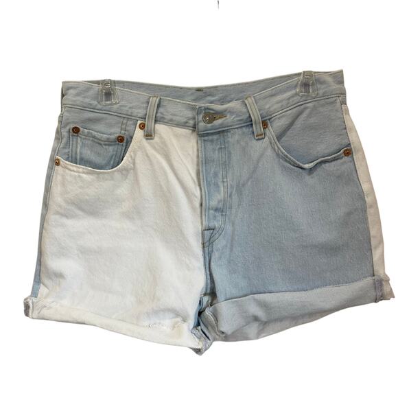 Levi's 501 Color Block Roll Up High Rise 100% Cotton Shorts Size 29 - Picture 1 of 8